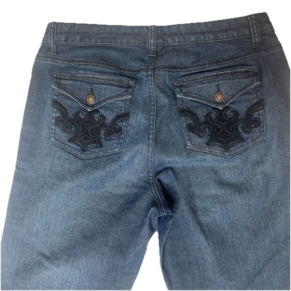 Liz Claiborne 12 Bootcut Dark Wash Denim Blue Jeans Casual Pockets - Picture 1 of 6